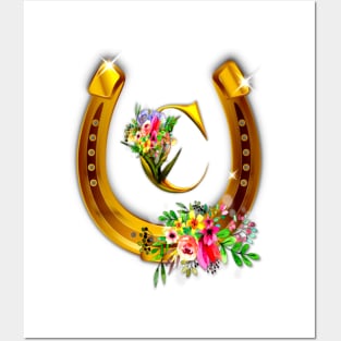 Letter C Name Initial and Horseshoe Posters and Art